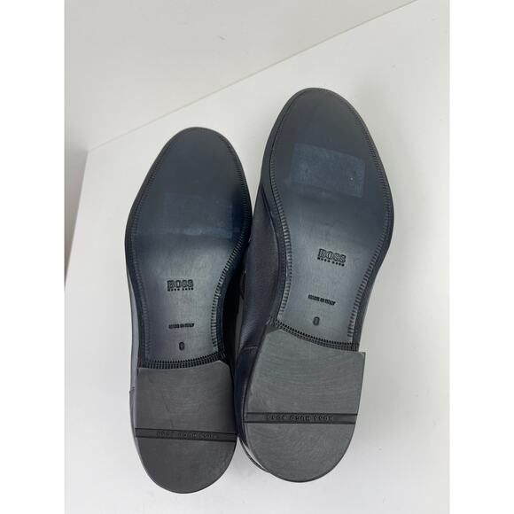 Boss HUGO BOSS Tailored Mens Navy Blue Leather Loafer Shoes Slip On Dress Size 8 main image 6